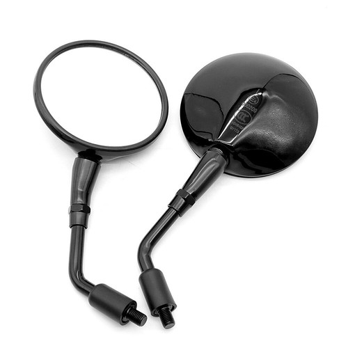 Black round side rearview - black,